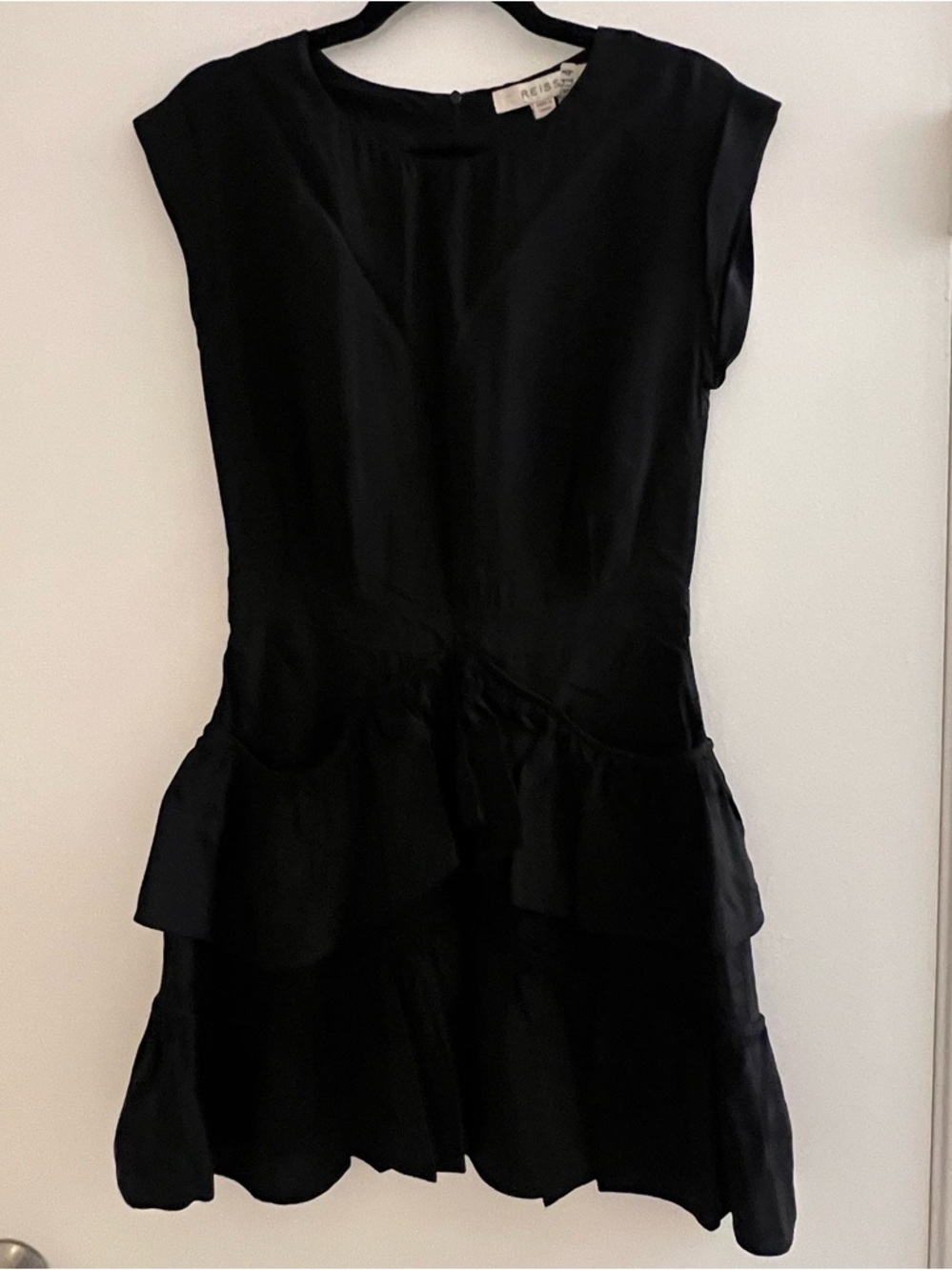 Reiss Black Tiered Peplum Dress for Girls